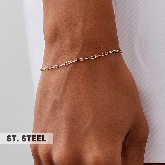 ⚜️𝟯𝟬%𝗢𝗙𝗙 𝗯𝘂𝗻𝗱𝗹𝗲𝘀 𝟯+⚜️ NEW Paperclip Steel Bracelet - Picture 1 of 16